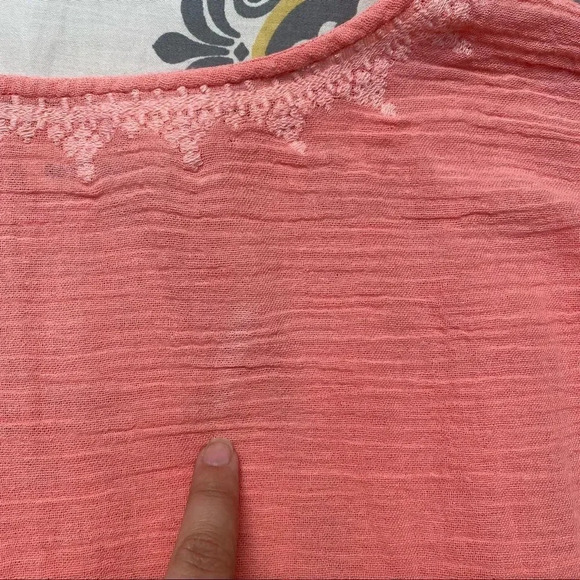 Roller Rabbit Lalla Embroidered Tassel Hem Pink Cotton Top XS Boho Summer - Picture 13 of 15